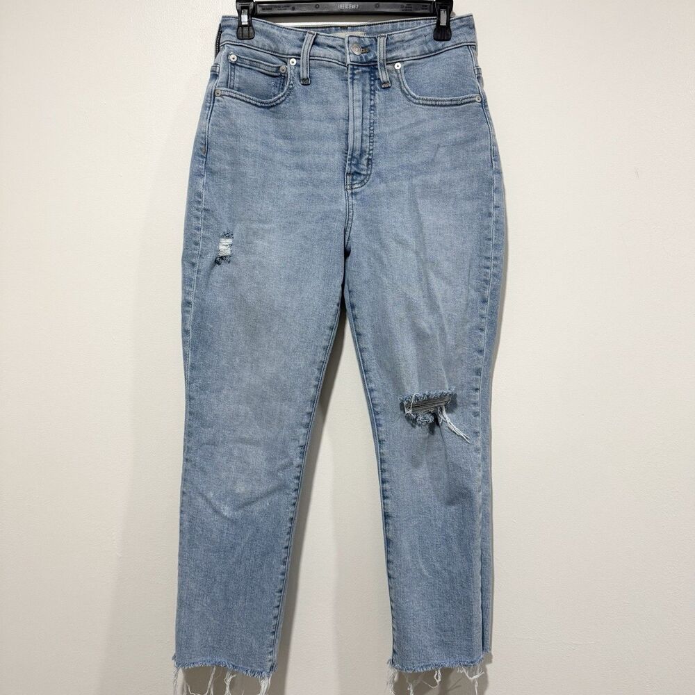 Madewell Curvy Perfect Vintage Distressed Light Wash Raw Hem Women Sz 27 Petite